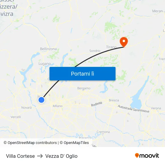 Villa Cortese to Vezza D' Oglio map