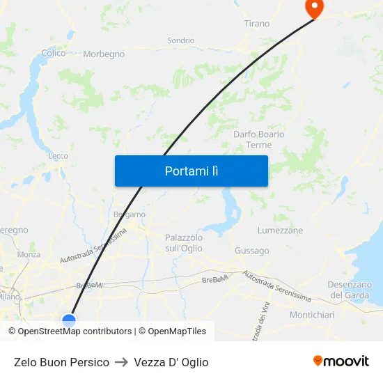 Zelo Buon Persico to Vezza D' Oglio map