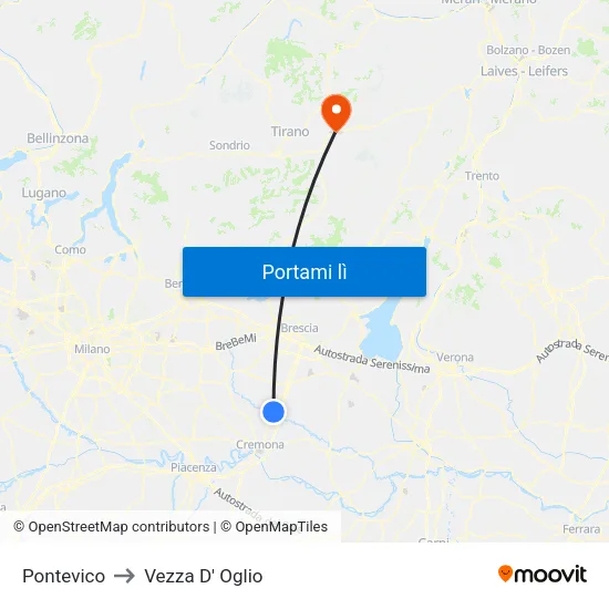 Pontevico to Vezza D' Oglio map