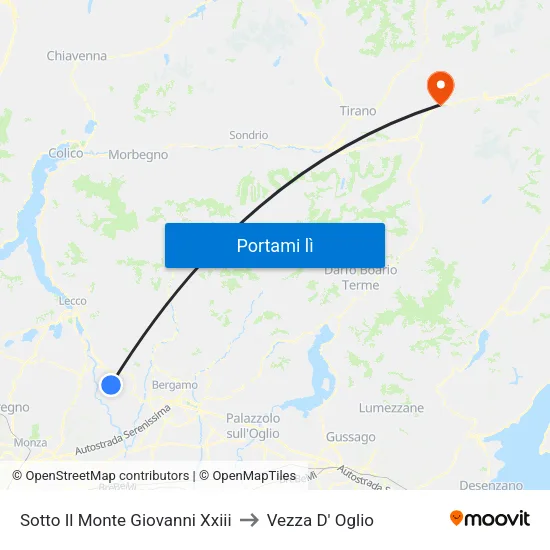 Sotto Il Monte Giovanni Xxiii to Vezza D' Oglio map