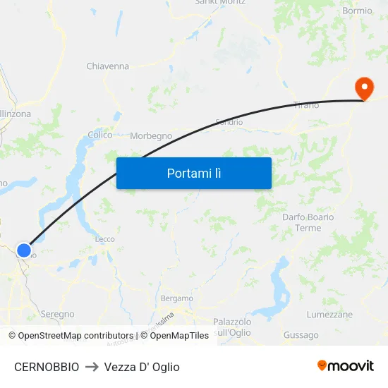 CERNOBBIO to Vezza D' Oglio map