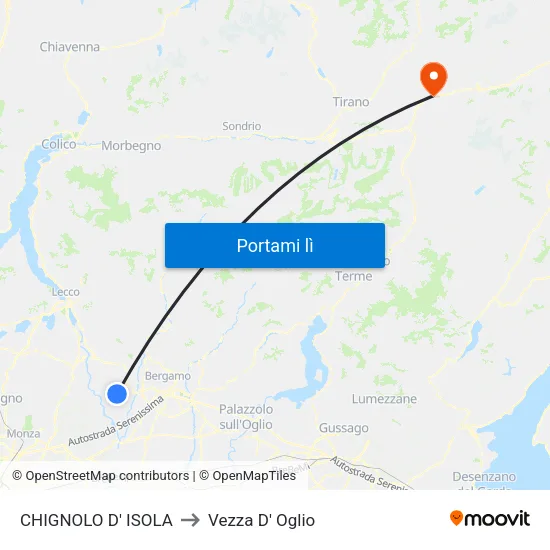 CHIGNOLO D' ISOLA to Vezza D' Oglio map