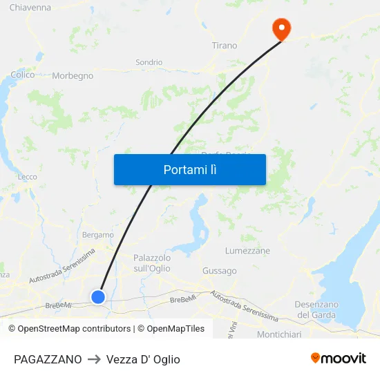 PAGAZZANO to Vezza D' Oglio map