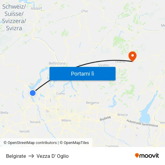 Belgirate to Vezza D' Oglio map