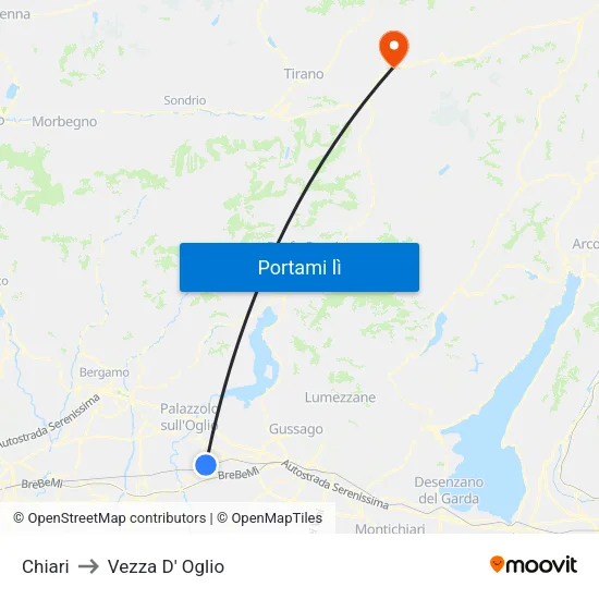 Chiari to Vezza D' Oglio map