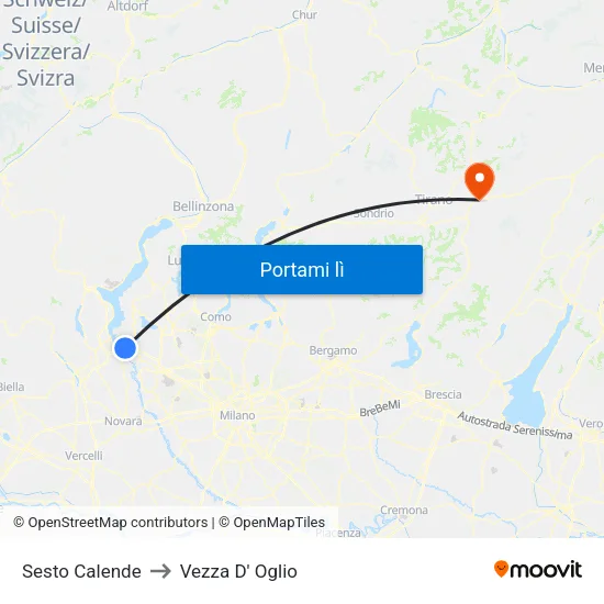 Sesto Calende to Vezza D' Oglio map