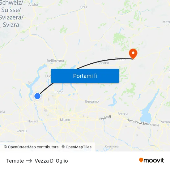 Ternate to Vezza D' Oglio map