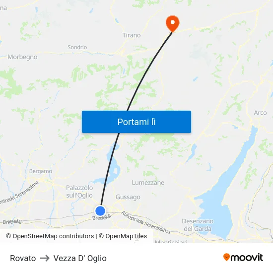Rovato to Vezza D' Oglio map