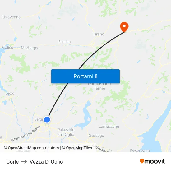 Gorle to Vezza D' Oglio map