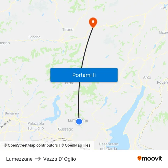 Lumezzane to Vezza D' Oglio map