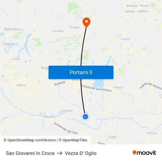 San Giovanni In Croce to Vezza D' Oglio map