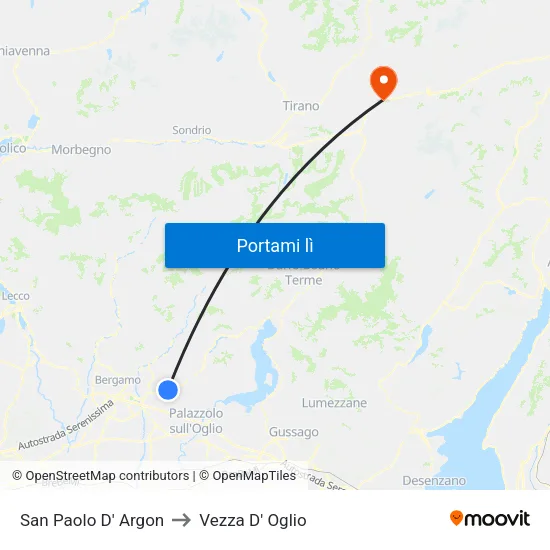 San Paolo D' Argon to Vezza D' Oglio map