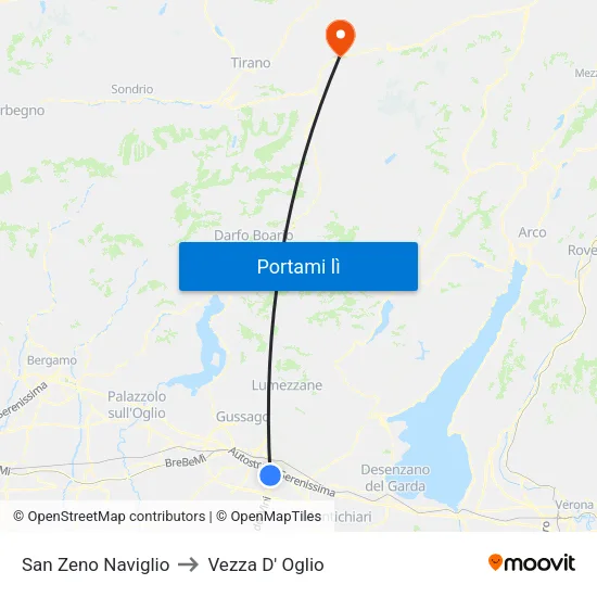 San Zeno Naviglio to Vezza D' Oglio map