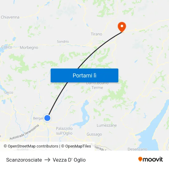 Scanzorosciate to Vezza D' Oglio map