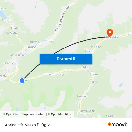 Aprica to Vezza D' Oglio map