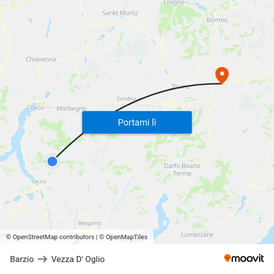 Barzio to Vezza D' Oglio map