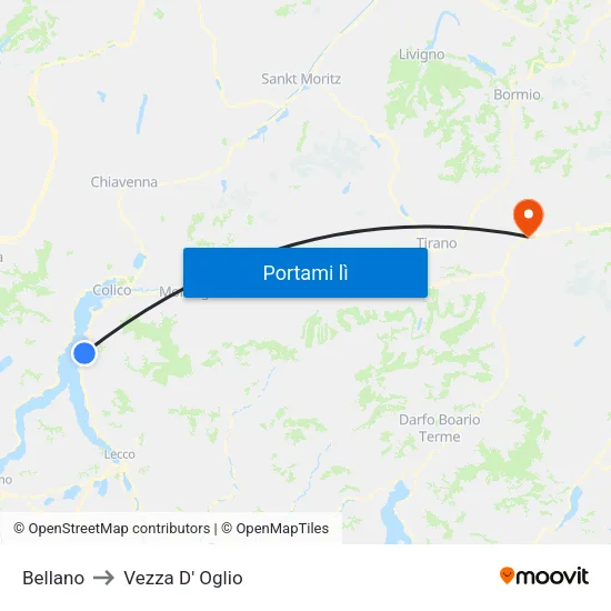 Bellano to Vezza D' Oglio map