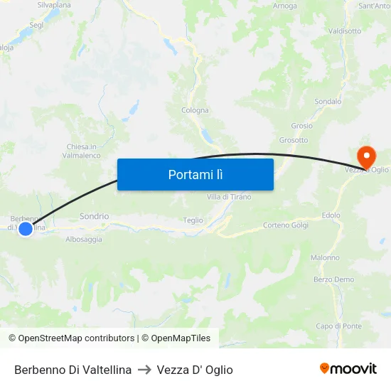 Berbenno Di Valtellina to Vezza D' Oglio map
