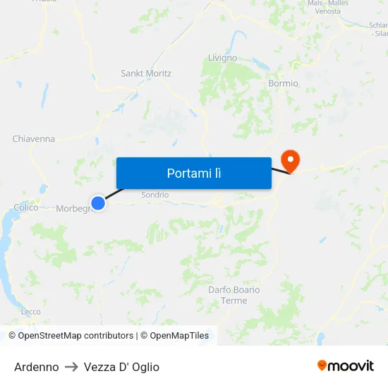 Ardenno to Vezza D' Oglio map