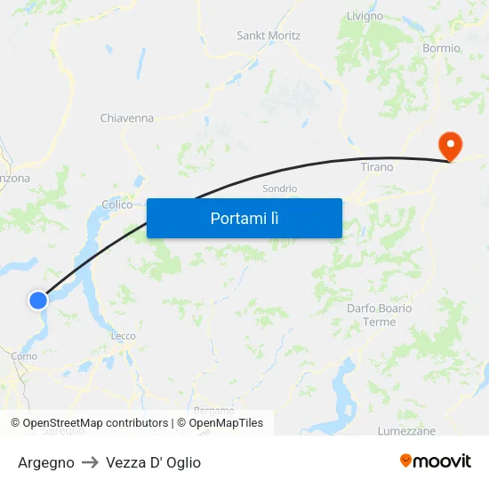 Argegno to Vezza D' Oglio map