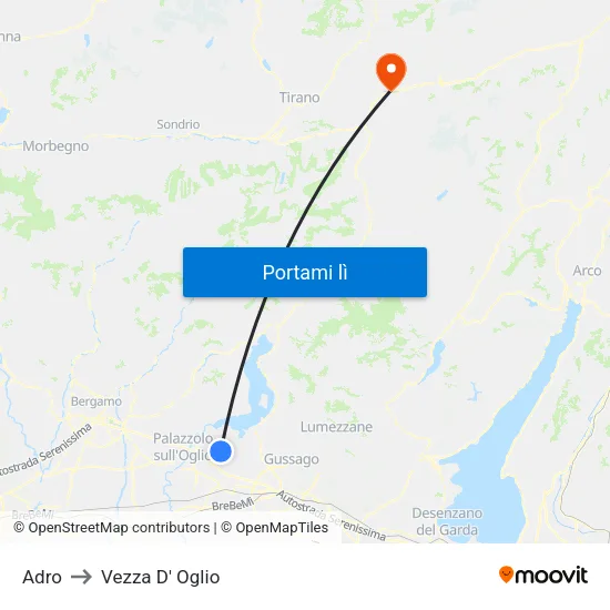 Adro to Vezza D' Oglio map