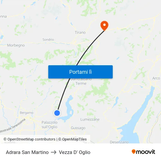 Adrara San Martino to Vezza D' Oglio map