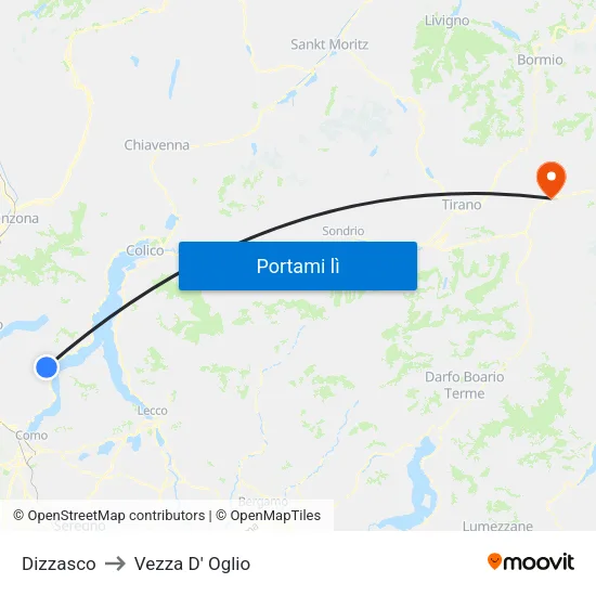 Dizzasco to Vezza D' Oglio map