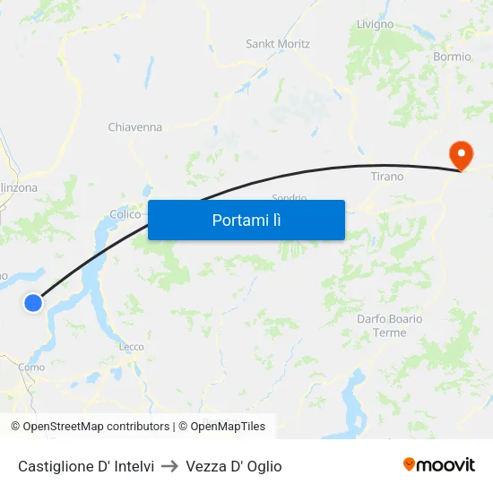Castiglione D' Intelvi to Vezza D' Oglio map