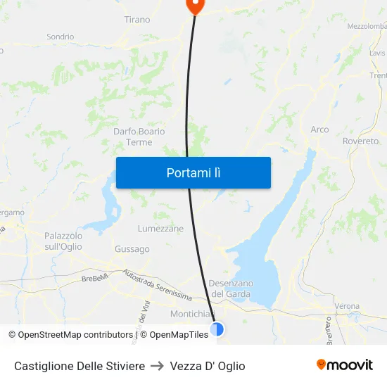 Castiglione Delle Stiviere to Vezza D' Oglio map