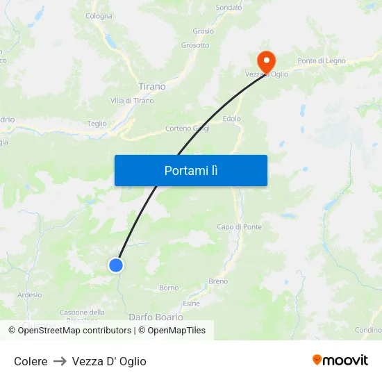 Colere to Vezza D' Oglio map