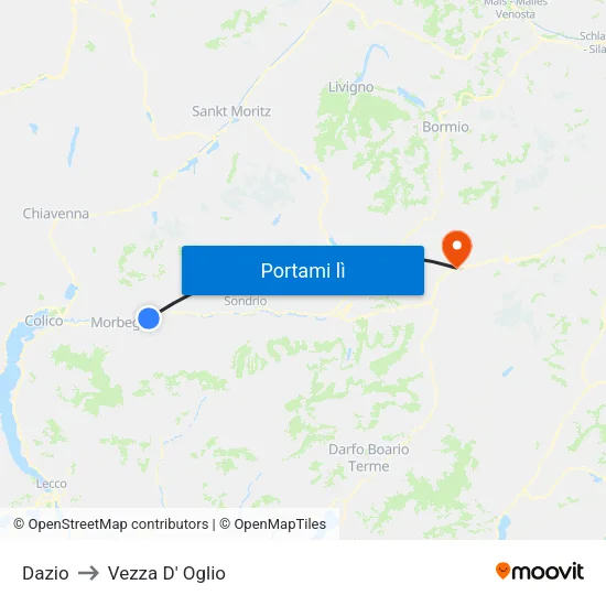 Dazio to Vezza D' Oglio map