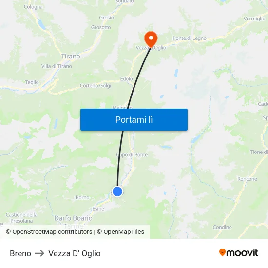Breno to Vezza D' Oglio map