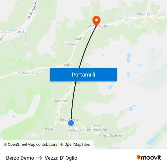 Berzo Demo to Vezza D' Oglio map