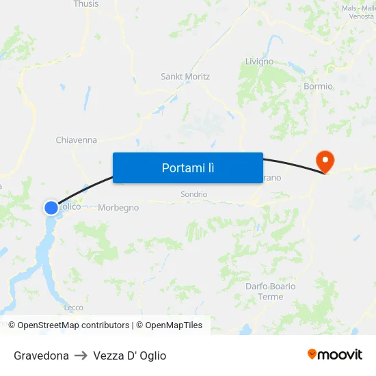 Gravedona to Vezza D' Oglio map
