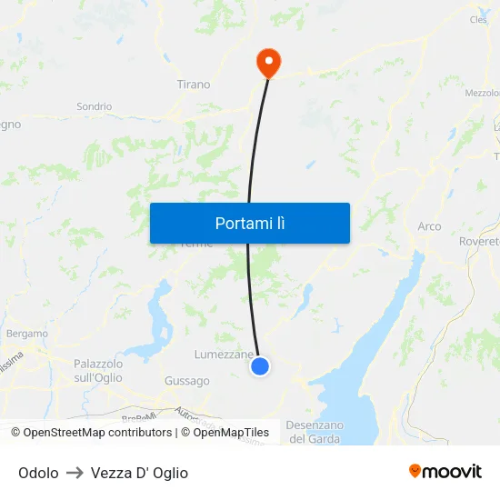 Odolo to Vezza D' Oglio map