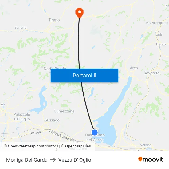 Moniga Del Garda to Vezza D' Oglio map