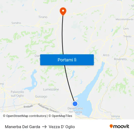 Manerba Del Garda to Vezza D' Oglio map