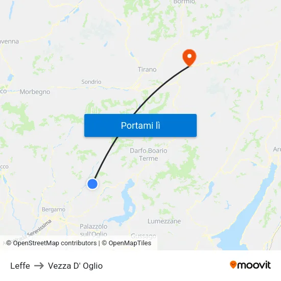 Leffe to Vezza D' Oglio map