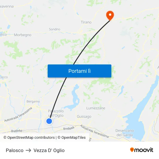 Palosco to Vezza D' Oglio map