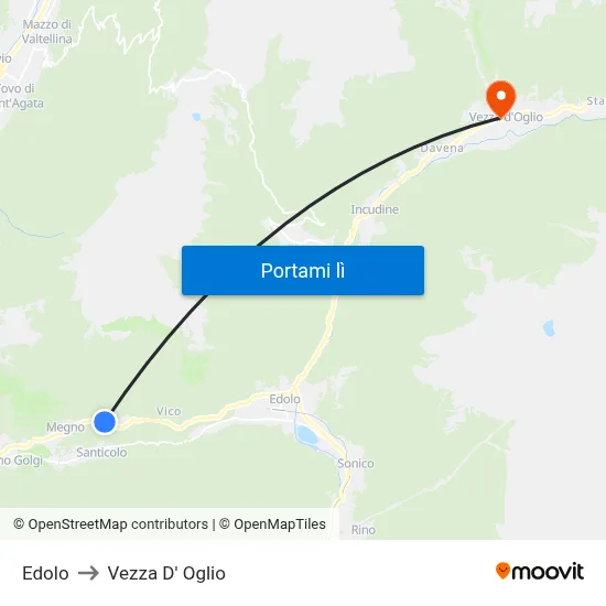 Edolo to Vezza D' Oglio map