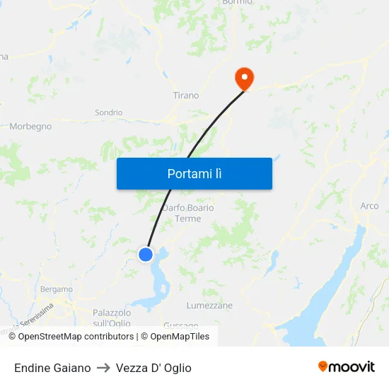 Endine Gaiano to Vezza D' Oglio map