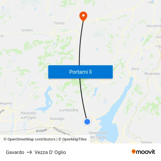 Gavardo to Vezza D' Oglio map