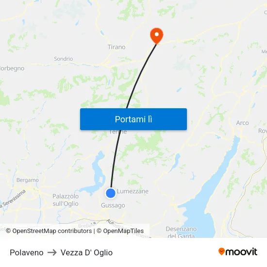 Polaveno to Vezza D' Oglio map