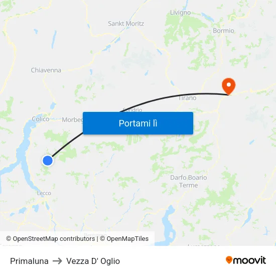 Primaluna to Vezza D' Oglio map