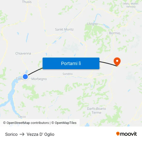 Sorico to Vezza D' Oglio map
