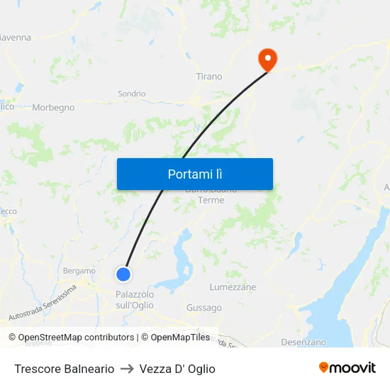 Trescore Balneario to Vezza D' Oglio map