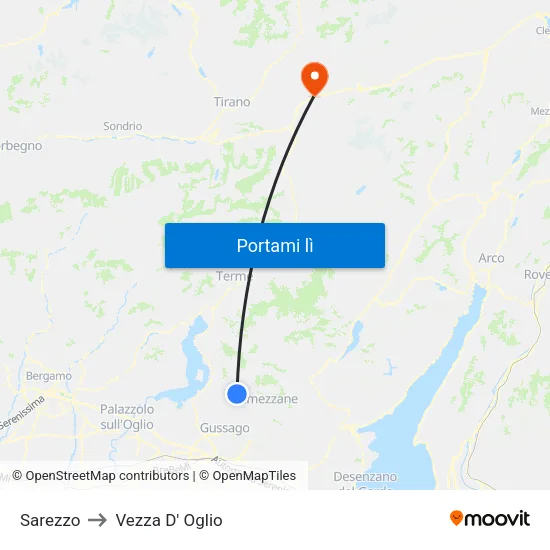 Sarezzo to Vezza D' Oglio map