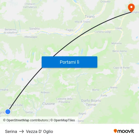 Serina to Vezza D' Oglio map