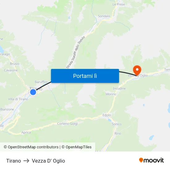 Tirano to Vezza D' Oglio map