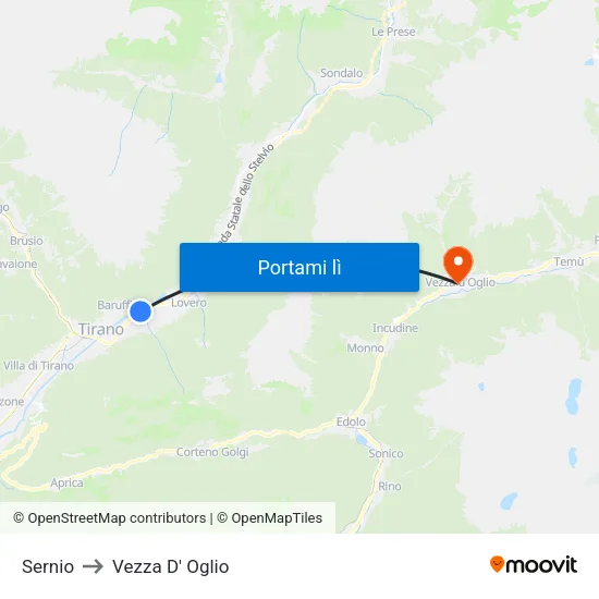 Sernio to Vezza D' Oglio map